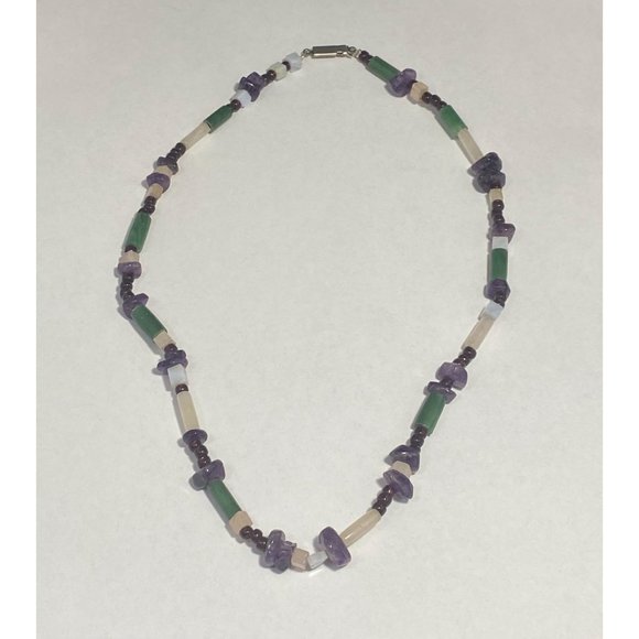 Vintage Multi Gemstone Beaded Necklace 925 Clasp 19 inches Fine - Picture 4 of 10